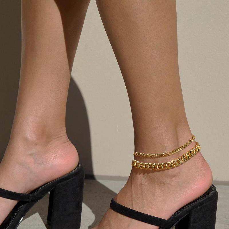 Chunky Cuban Link Chain Anklet for Women Waterproof