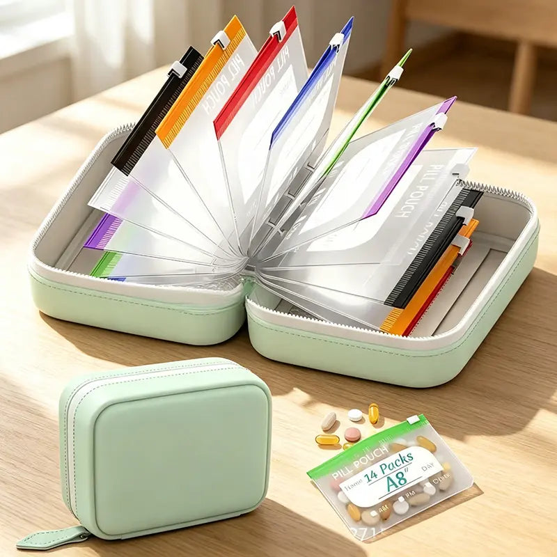 Waterproof Pill Pouch Set, 14pcs Bags Inside,