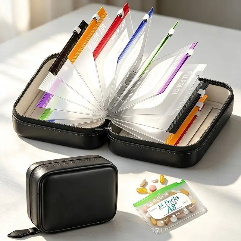 Waterproof Pill Pouch Set, 14pcs Bags Inside,