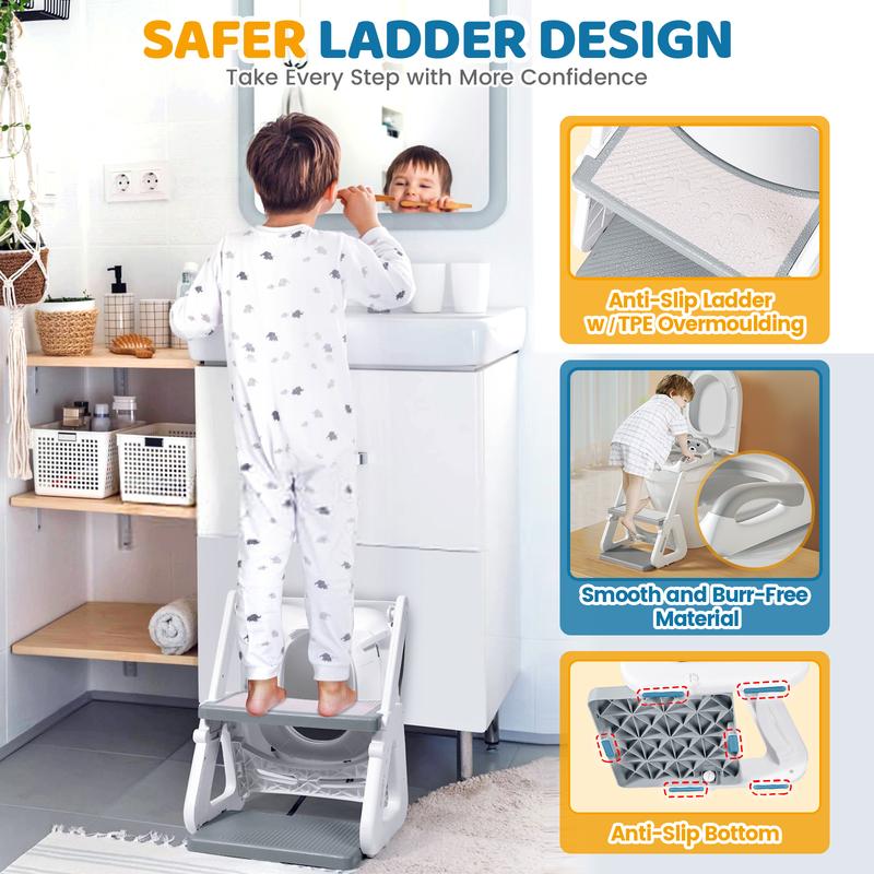 Orzbow 2-IN-1 Potty Training Toilet Seat with Step Stool for Toddler