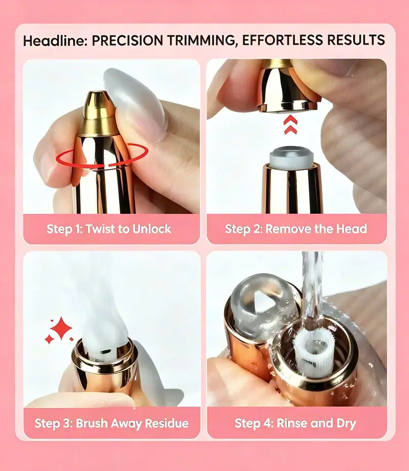 3-in-1 Facial Hair Remover for Women, Painless USB Rechargeable Eyebrow Trimmer & Shaver