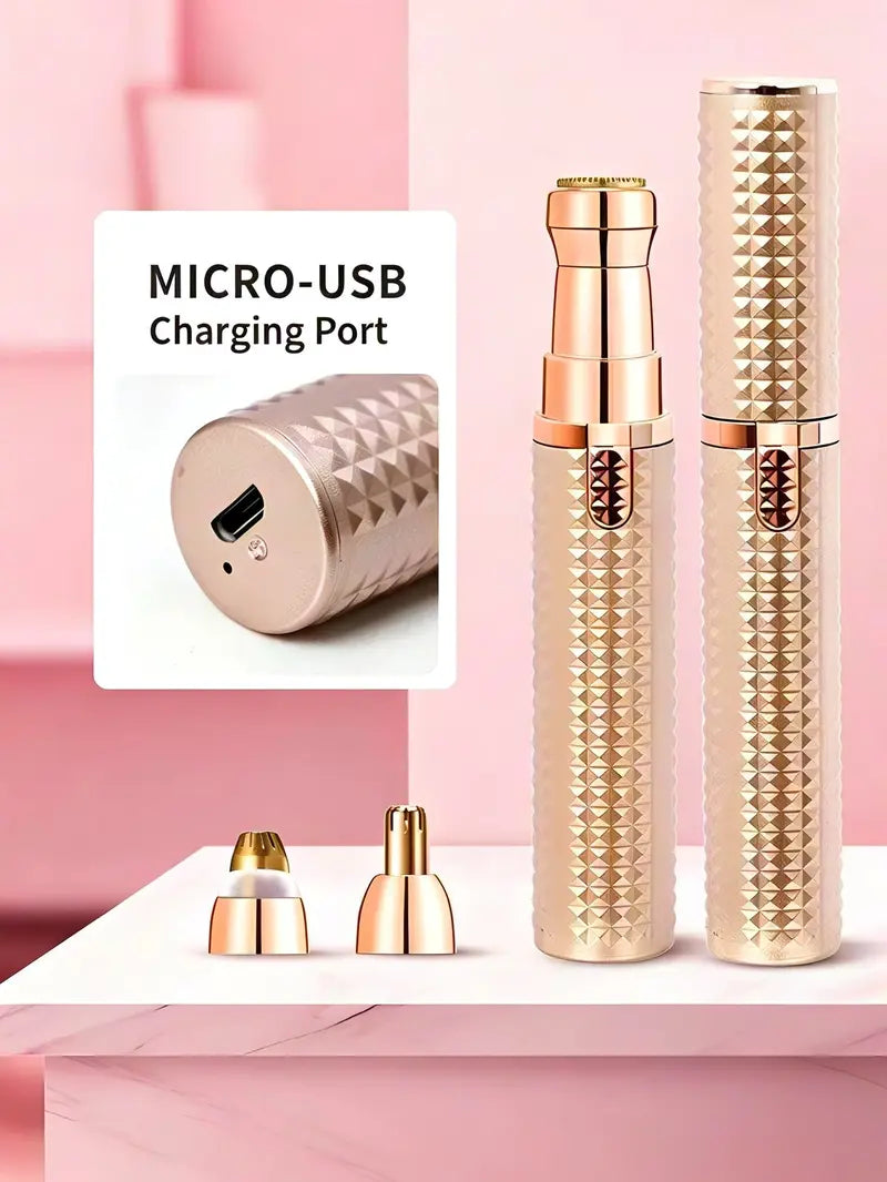 3-in-1 Facial Hair Remover for Women, Painless USB Rechargeable Eyebrow Trimmer & Shaver
