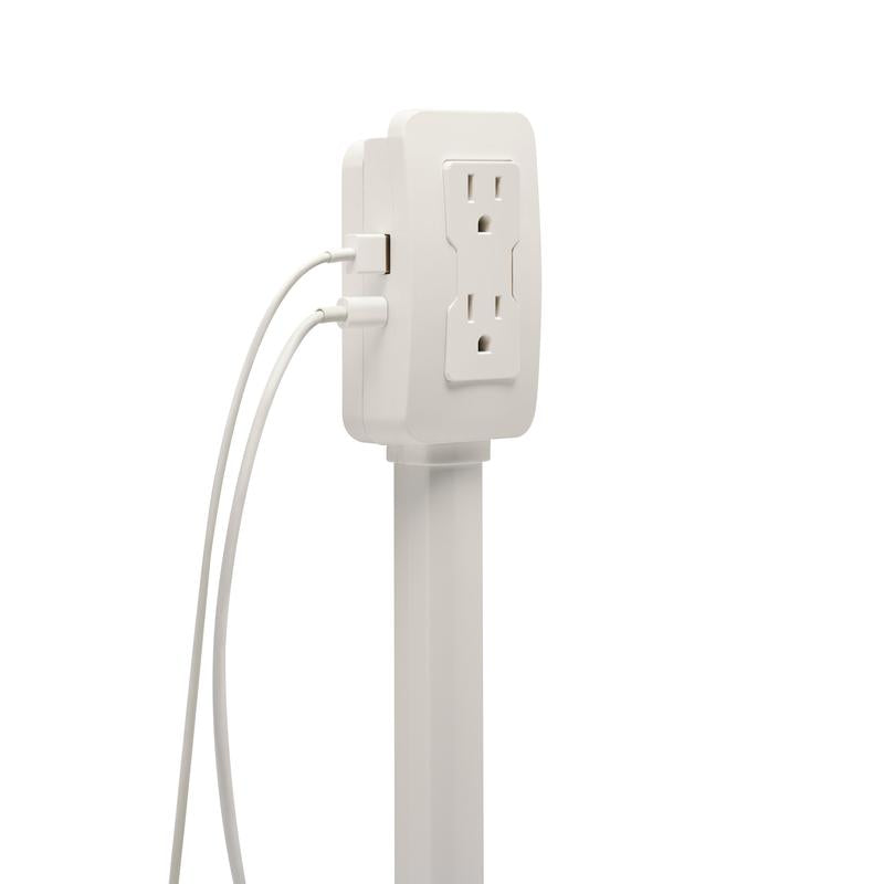 EZ Outlet Electrical Outlet Extender with USB-A USB-C & 2 AC Outlets Extendable 22-34" Rotatable 180°