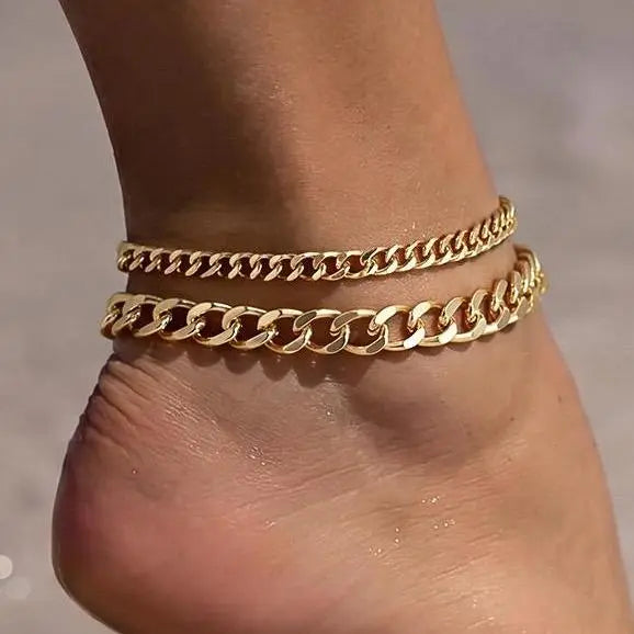 Chunky Cuban Link Chain Anklet for Women Waterproof