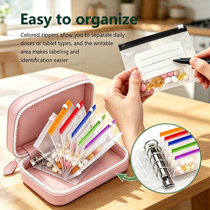 Waterproof Pill Pouch Set, 14pcs Bags Inside,