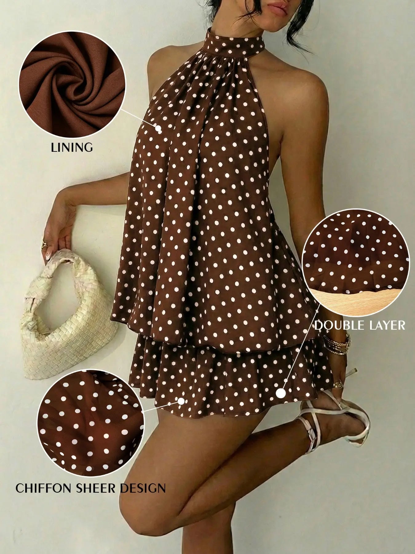 Women's Summer Fashion Party Halter Neck Tie Back Mini Dress
