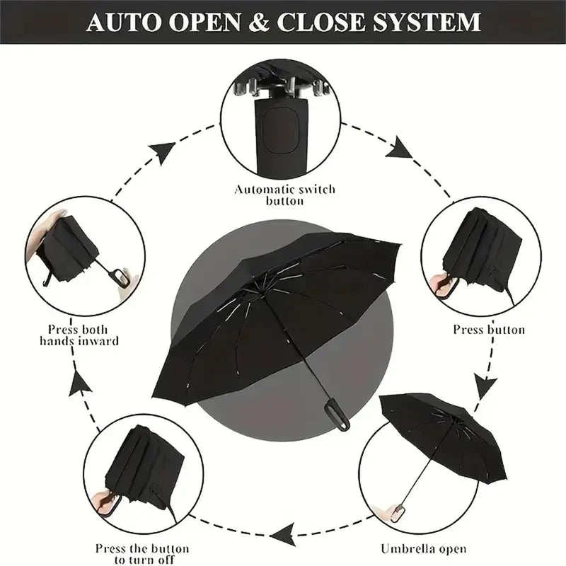 Automatic Folding Umbrella, 1 Count/60pcs Portable Rain Umbrella with Loop Buckle