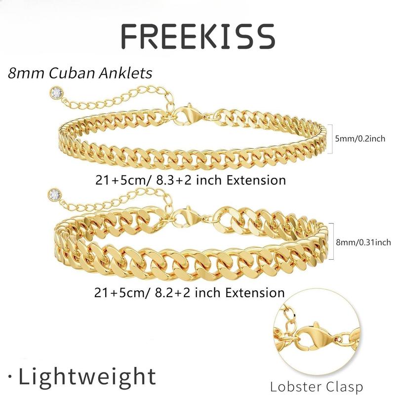 Chunky Cuban Link Chain Anklet for Women Waterproof