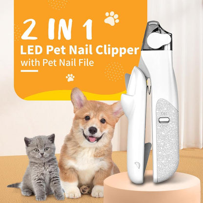2 IN 1 Pet Nail Clipper, with LED Light for Pet
