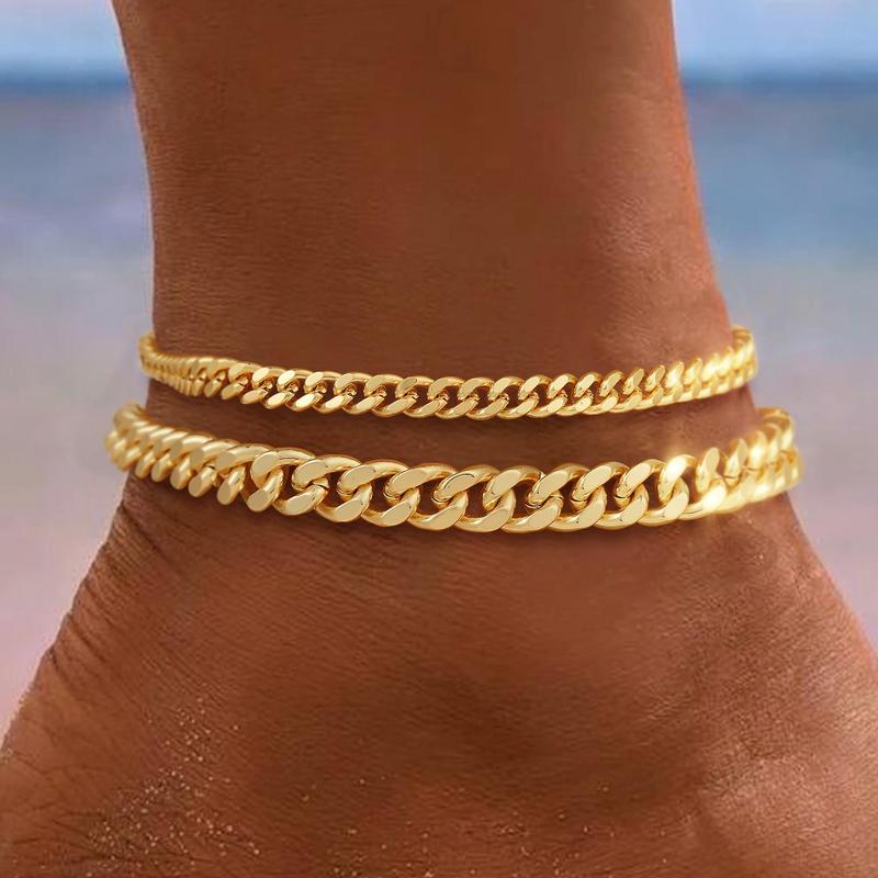 Chunky Cuban Link Chain Anklet for Women Waterproof