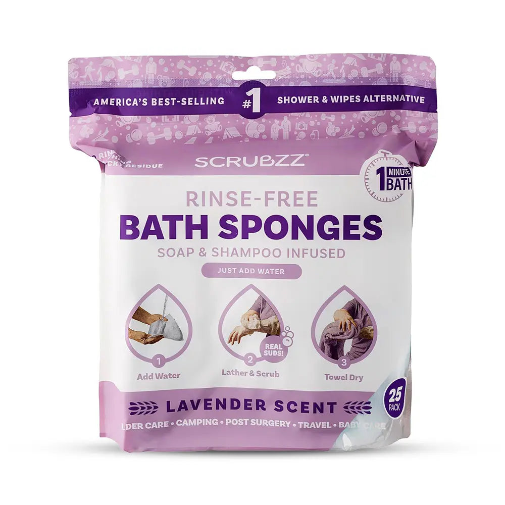 Scrubzz Rinse-Free Bathing Wipes - Soap & Shampoo Infused