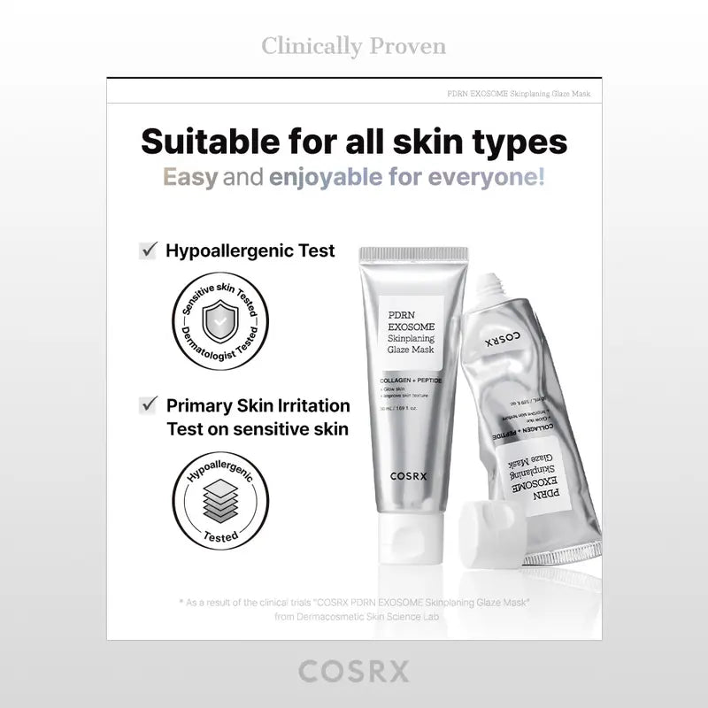 PDRN-Exosome Skinplaning Glaze Mask (50ml) with Silicone Brush, Intensive Collagen Peel Mask