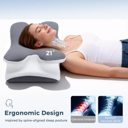 VIPfree Cooling Memory Neck Pillow, Adjustable Ergonomic Memory Foam Neck Pillows