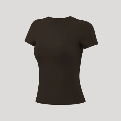 5-Piece Solid Sports Tee Set Round Neck Slim Stretchy