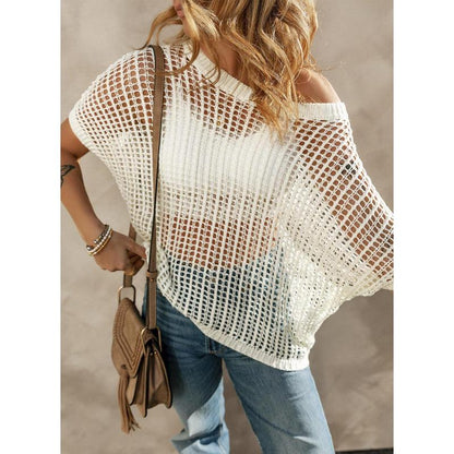 Womens Summer Scoop Neck Short Sleeve Sweater