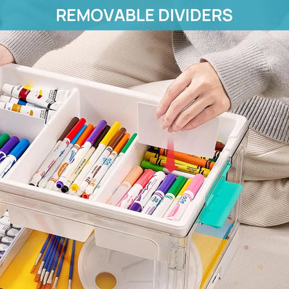 Vtopmart 24QT Clear Craft Storage Bin with Removable Trays&Adjustable Dividers