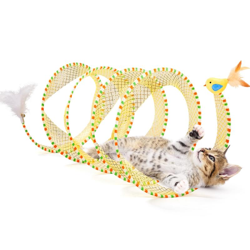 Potaroma Spiral Tunnel Cat Toy, Cat Self Play Spiral Kitten Collapsible Spring Tunnel