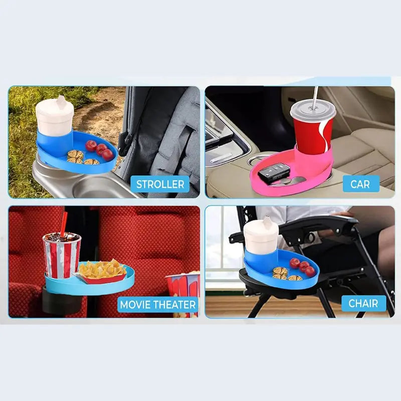 Car Seat Snack Tray and Organizer, 360° Rotatable Cup Holder Drinks Travel Tray for Car Seats and Boosters