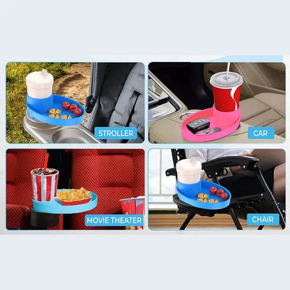 Car Seat Snack Tray and Organizer, 360° Rotatable Cup Holder Drinks Travel Tray for Car Seats and Boosters