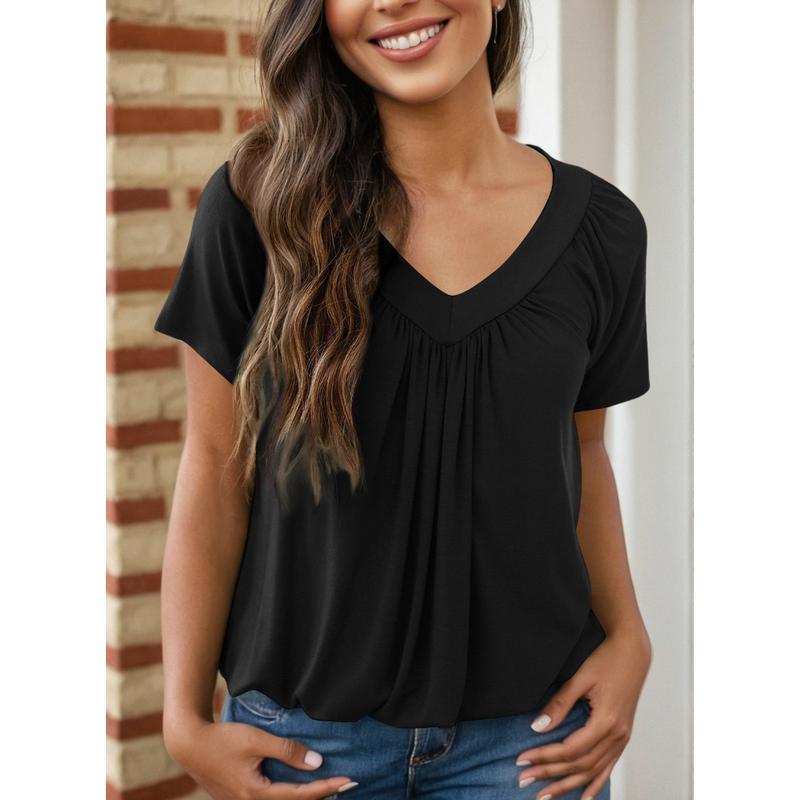 Dokotoo Women's Casual Summer Short Sleeve V Neck Tops [2 Pack]