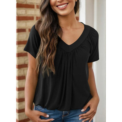 Dokotoo Women's Casual Summer Short Sleeve V Neck Tops [2 Pack]