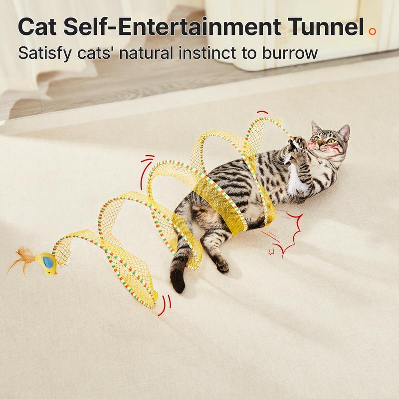 Potaroma Spiral Tunnel Cat Toy, Cat Self Play Spiral Kitten Collapsible Spring Tunnel