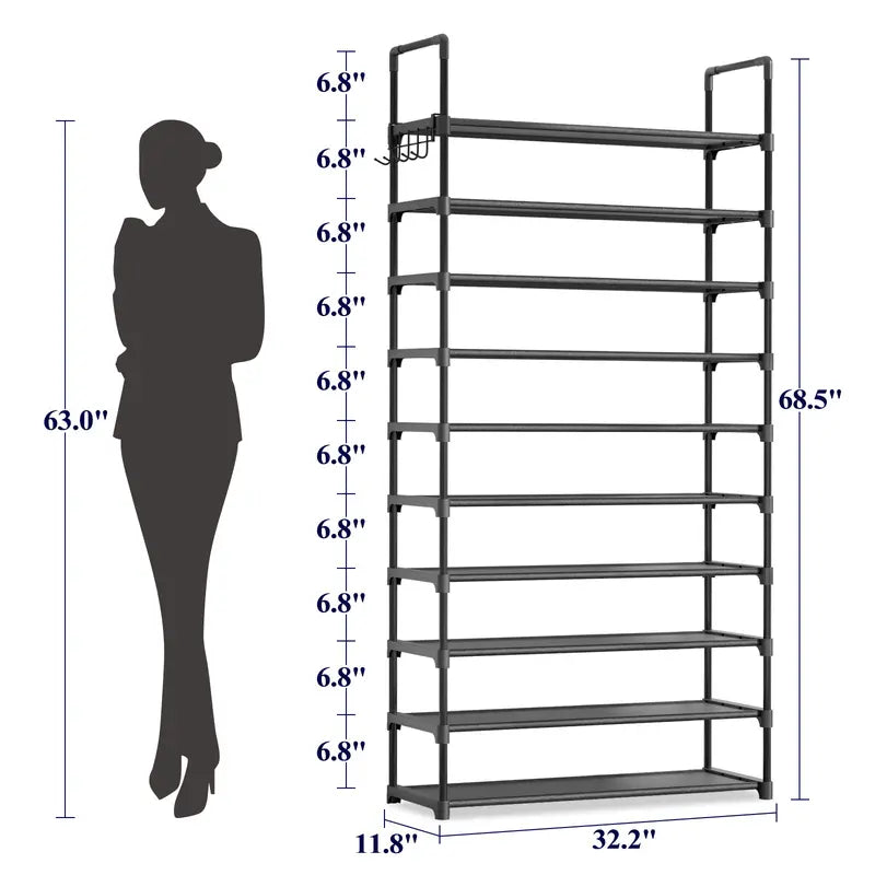 Shoe Rack - 3-10-Tier Shoe Organizer with Side Handles for Closet Entryway