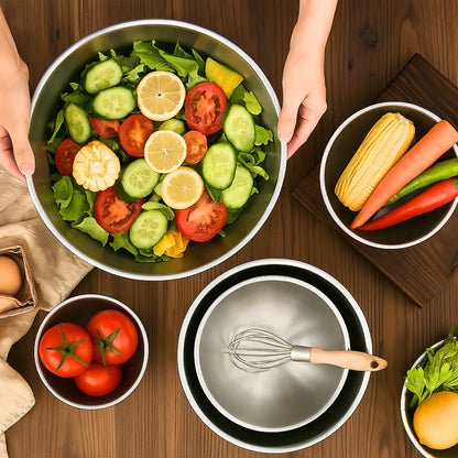 6 Piece Stainless Steel Mixing Bowl with Lids Set