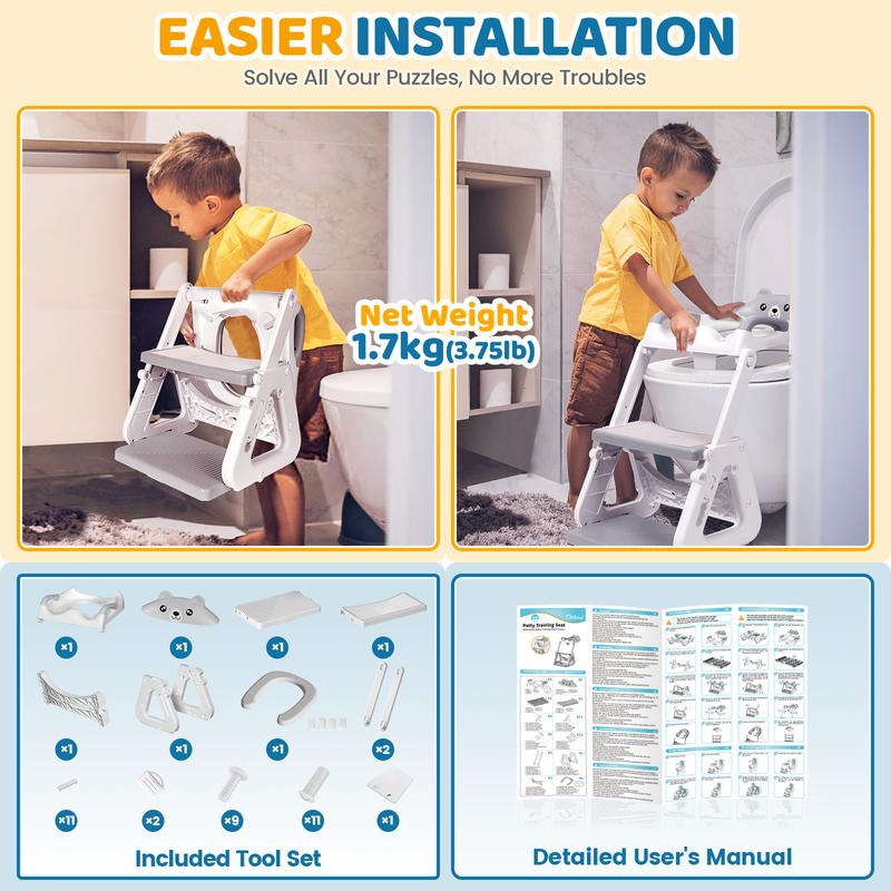 Orzbow 2-IN-1 Potty Training Toilet Seat with Step Stool for Toddler