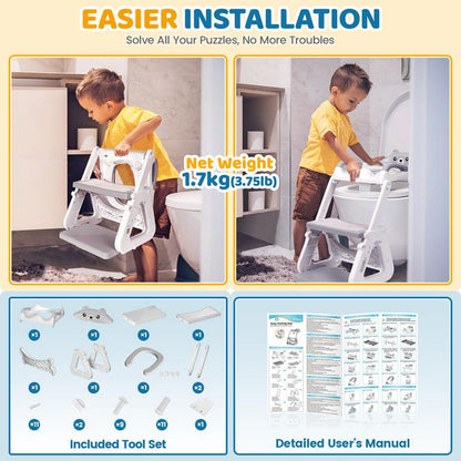 Orzbow 2-IN-1 Potty Training Toilet Seat with Step Stool for Toddler