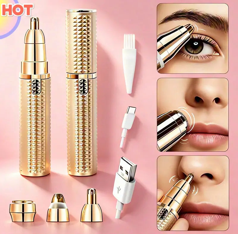 3-in-1 Facial Hair Remover for Women, Painless USB Rechargeable Eyebrow Trimmer & Shaver