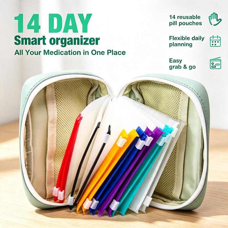 Waterproof Pill Pouch Set, 14pcs Bags Inside,