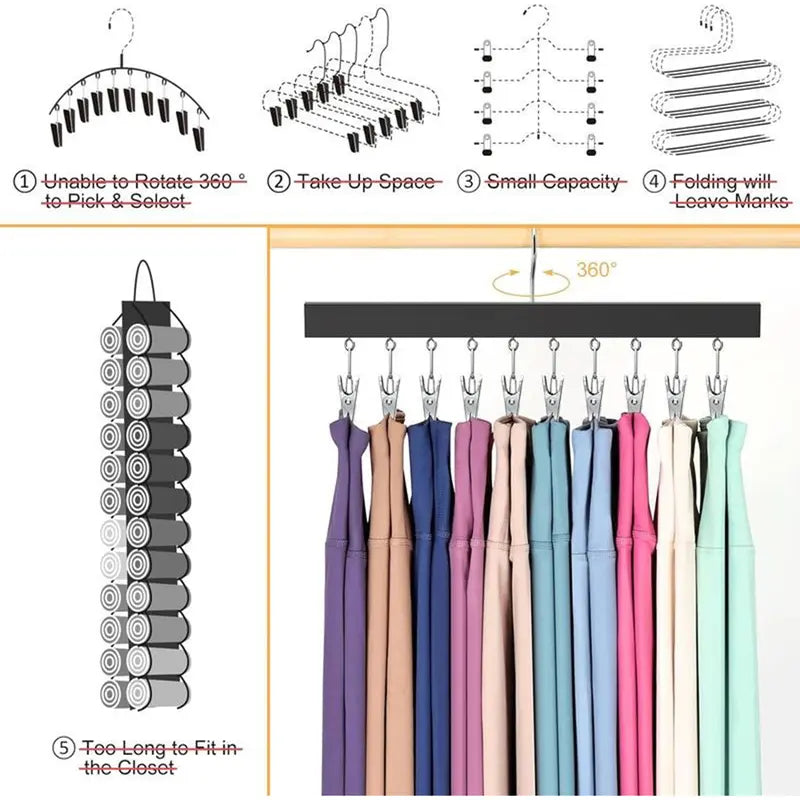 2 Pack Wooden Hat Organizer with 12 Stainless Steel Clips