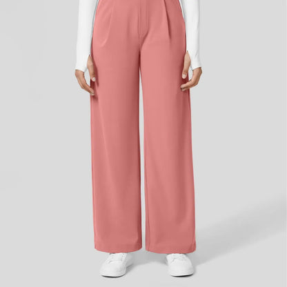 Flex High Waisted Plicated Side Pocket Straight Leg Work Pants