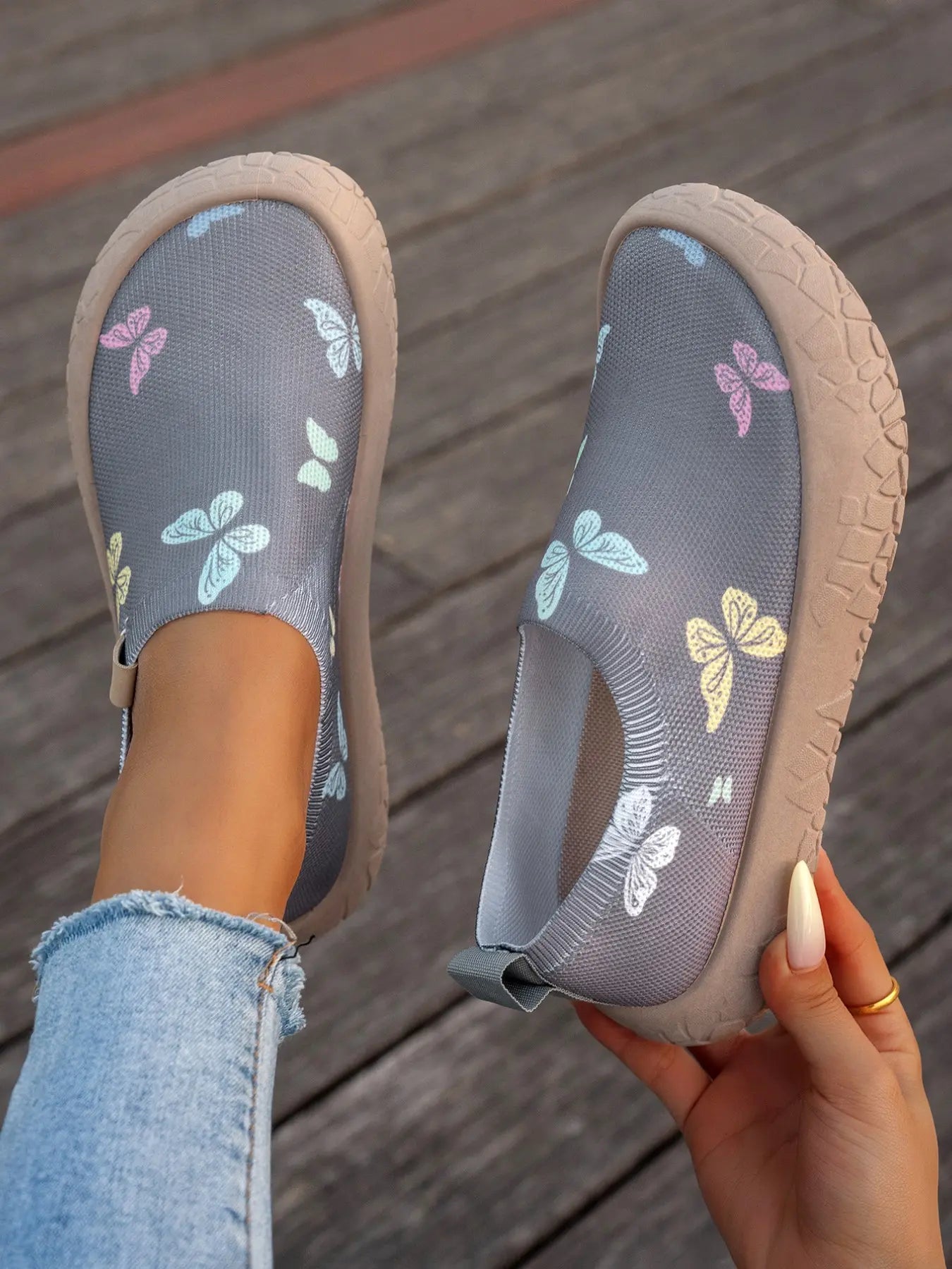 Women's Flyknit Breathable Slip-On Casual Rubber Shoes