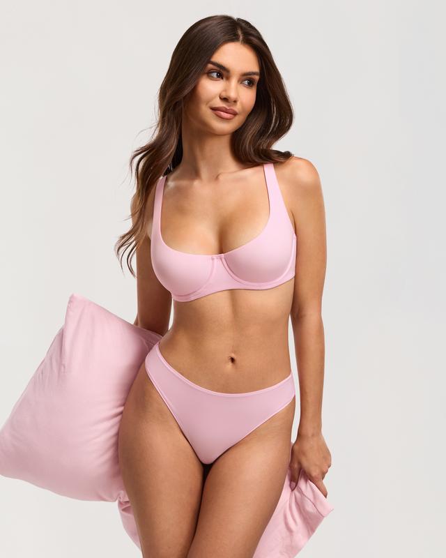 Unlined Balconette Bra No Padded Underwired Double Layer Cup