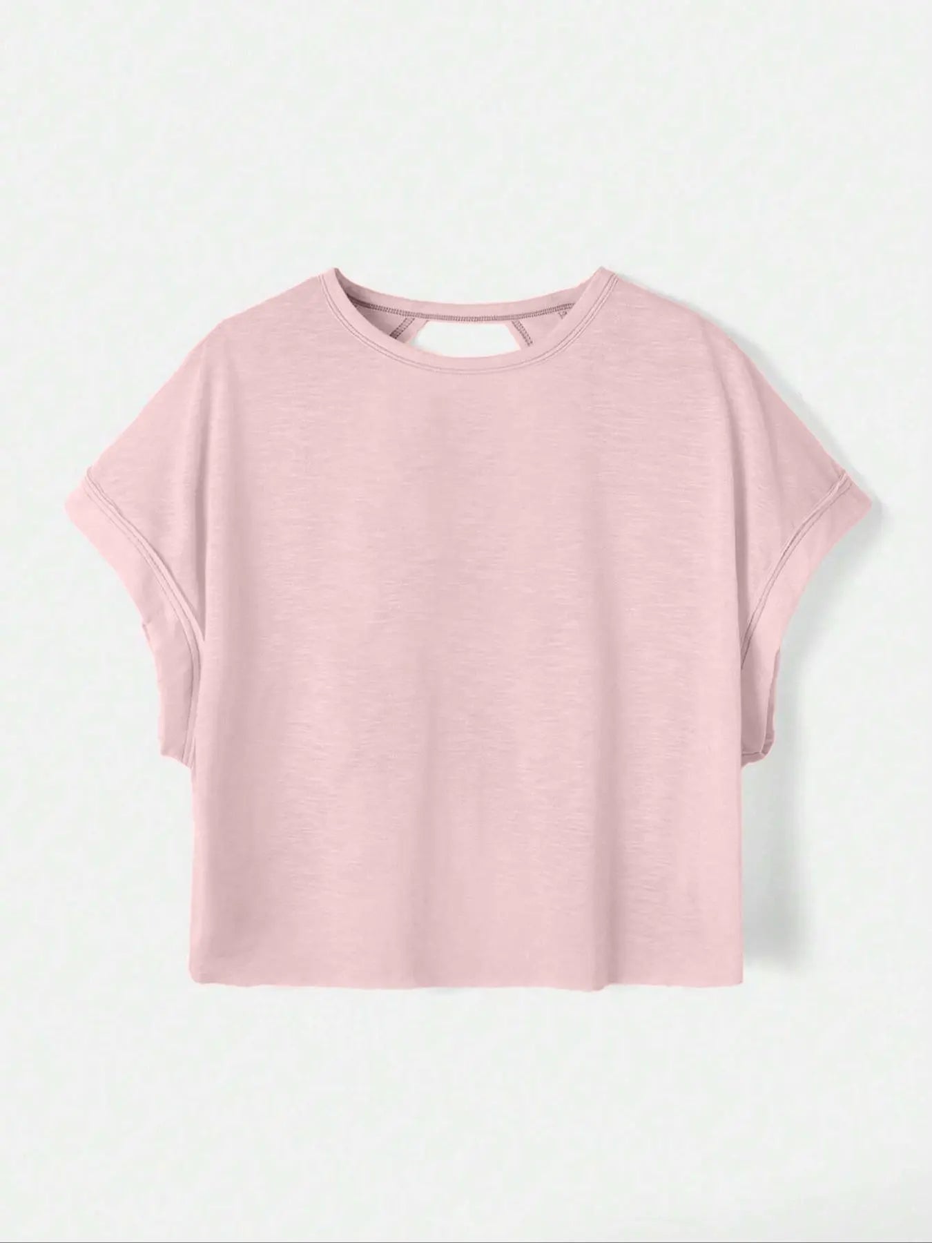 Women's Plain Cut Out Asymmetrical Hem Batwing Sleeve Tee