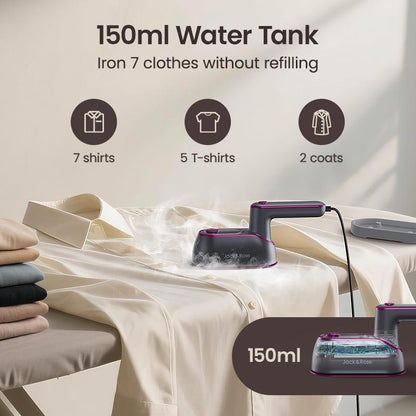 2-in-1 Steam Iron & Clothes Steamer - Handheld Portable Garment Wrinkle Remover