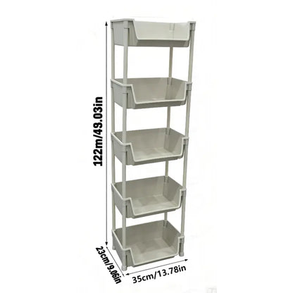 Multifunctional Multi-Layer Plastic Storage Cartwith Wheels, Layered Shelf Organizer