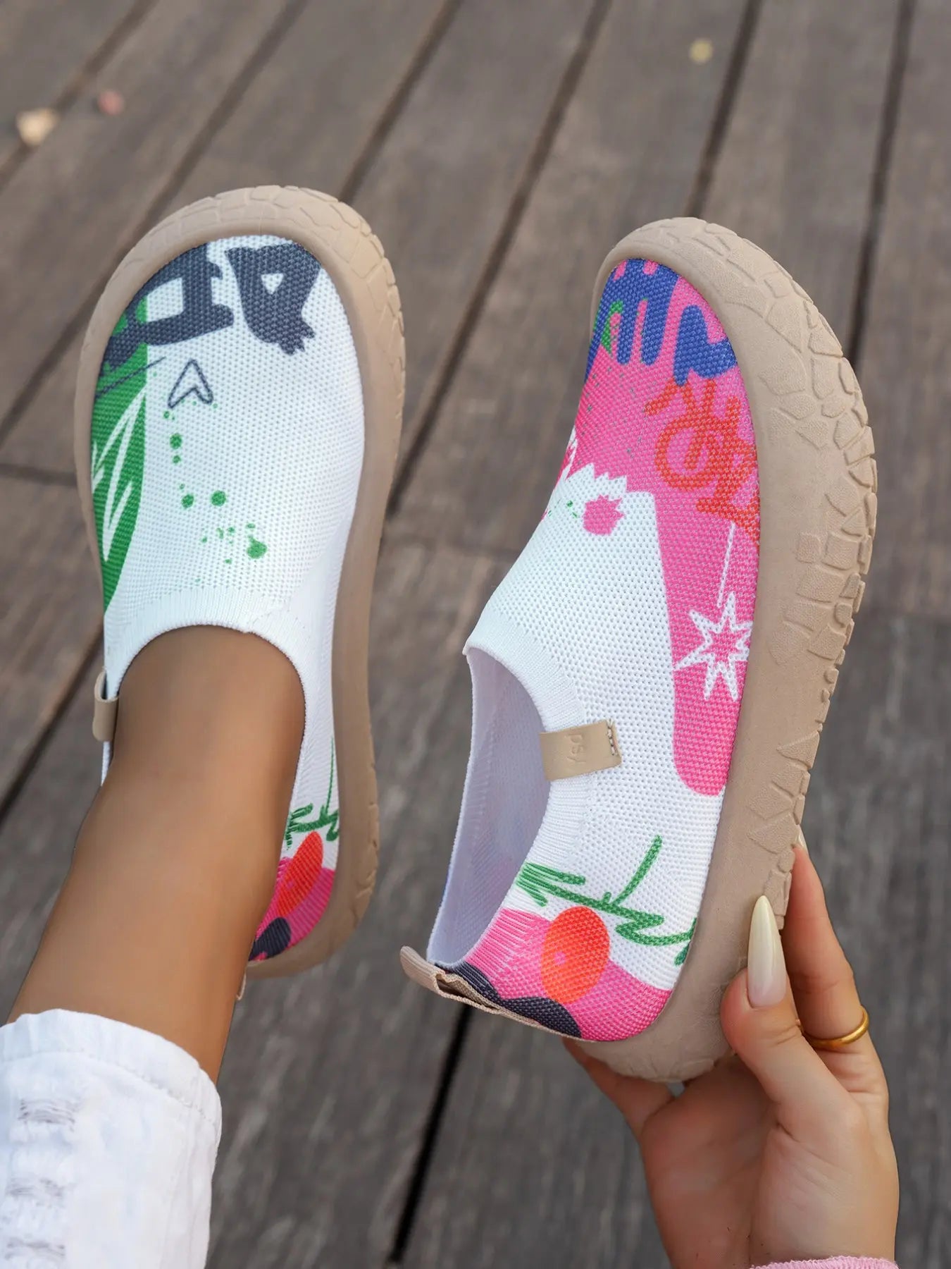Women's Flyknit Breathable Slip-On Casual Rubber Shoes