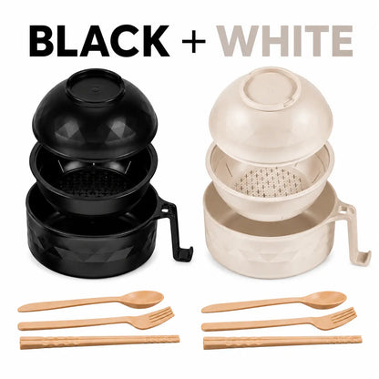 (2 Pack) Microwave Ramen Bowl Set with Handle, Spoon, Fork, Chopsticks