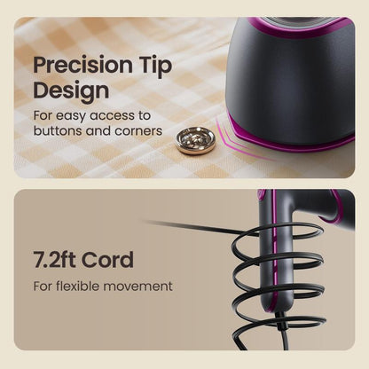 2-in-1 Steam Iron & Clothes Steamer - Handheld Portable Garment Wrinkle Remover
