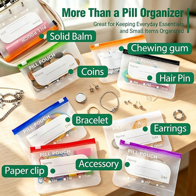Waterproof Pill Pouch Set, 14pcs Bags Inside,