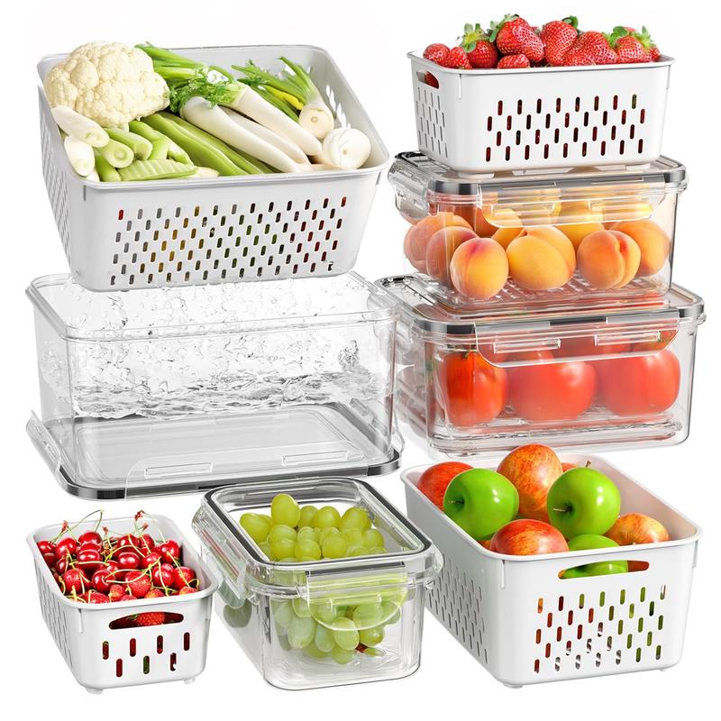 8 Pack Fridge Organizers and Storage - Stackable Fruit Storage Containers