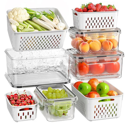 8 Pack Fridge Organizers and Storage - Stackable Fruit Storage Containers