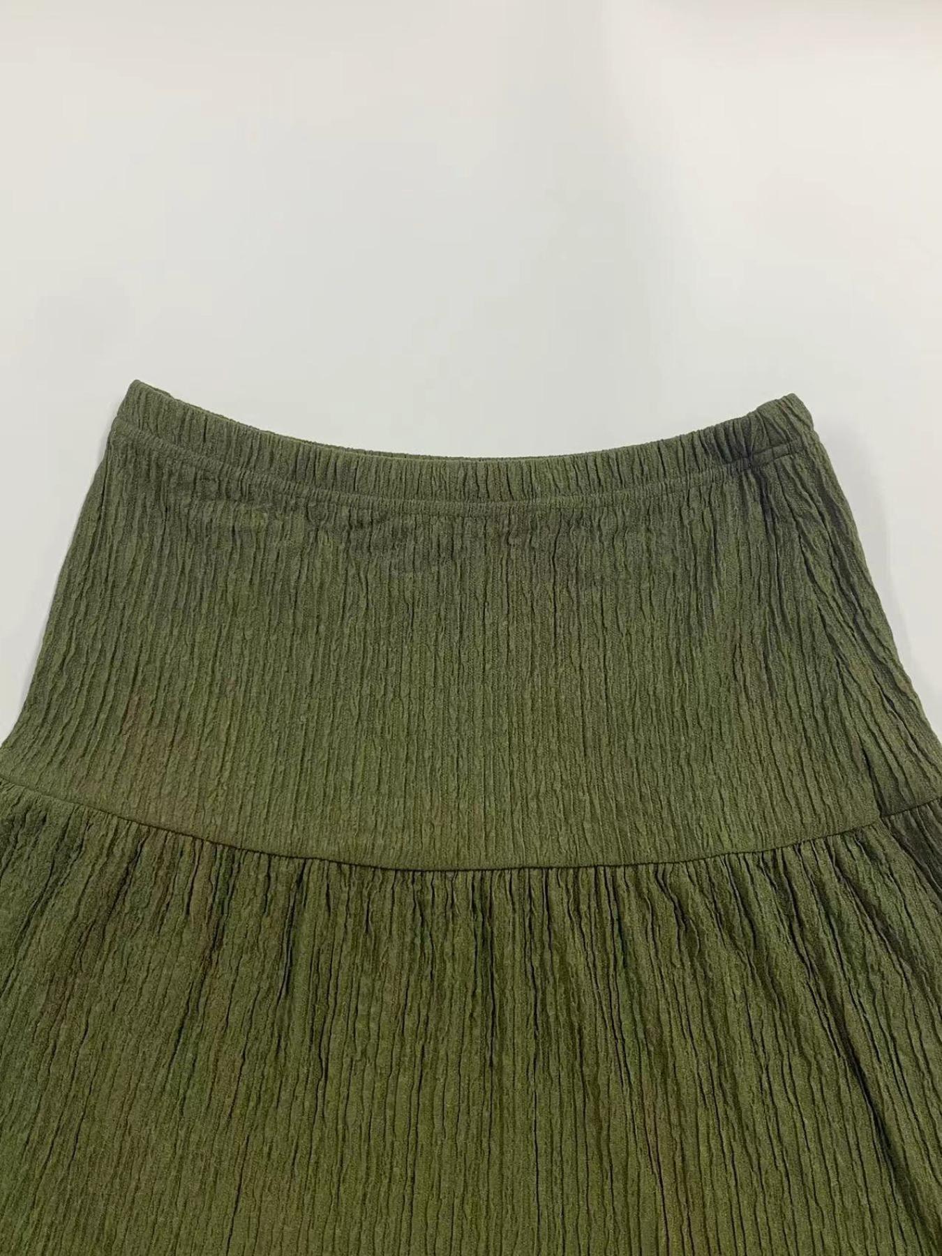 Solid Woven Crop Cami Top & A-line Skirt Two-piece Set