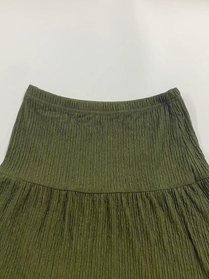Solid Woven Crop Cami Top & A-line Skirt Two-piece Set