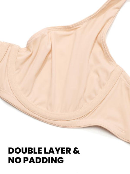 Unlined Balconette Bra No Padded Underwired Double Layer Cup