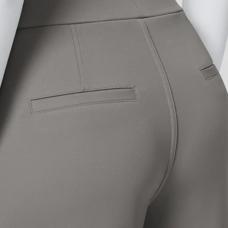 Flex High Waisted Plicated Side Pocket Straight Leg Work Pants