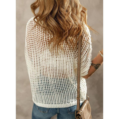 Womens Summer Scoop Neck Short Sleeve Sweater